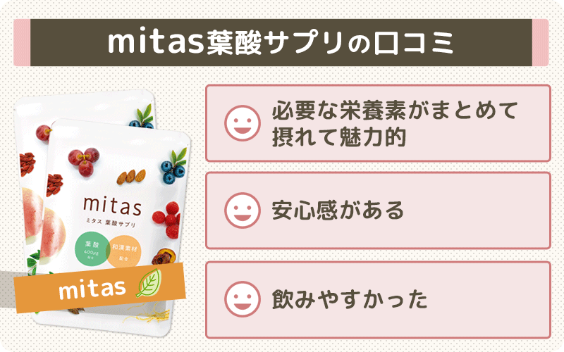 【mitas葉酸サプリ辛口評価】先輩ママの口コミを紹介
