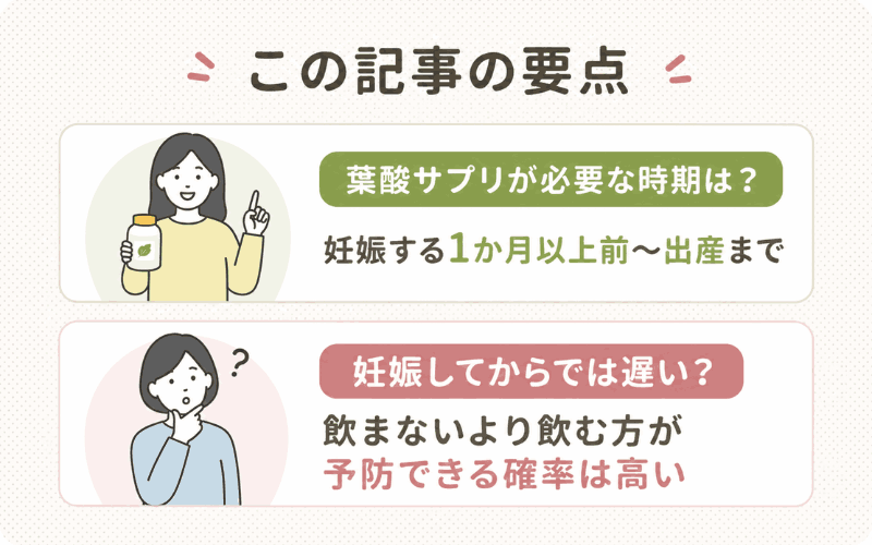 葉酸サプリはいつからいつまで?